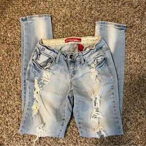 Zana Di Women’s Straight Jeans Sz 9 Juniors Light Wash Low Rise Distressed